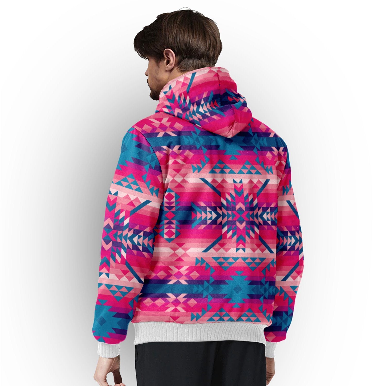 Desert Geo Blue Sherpa Hoodie hoodie Herman