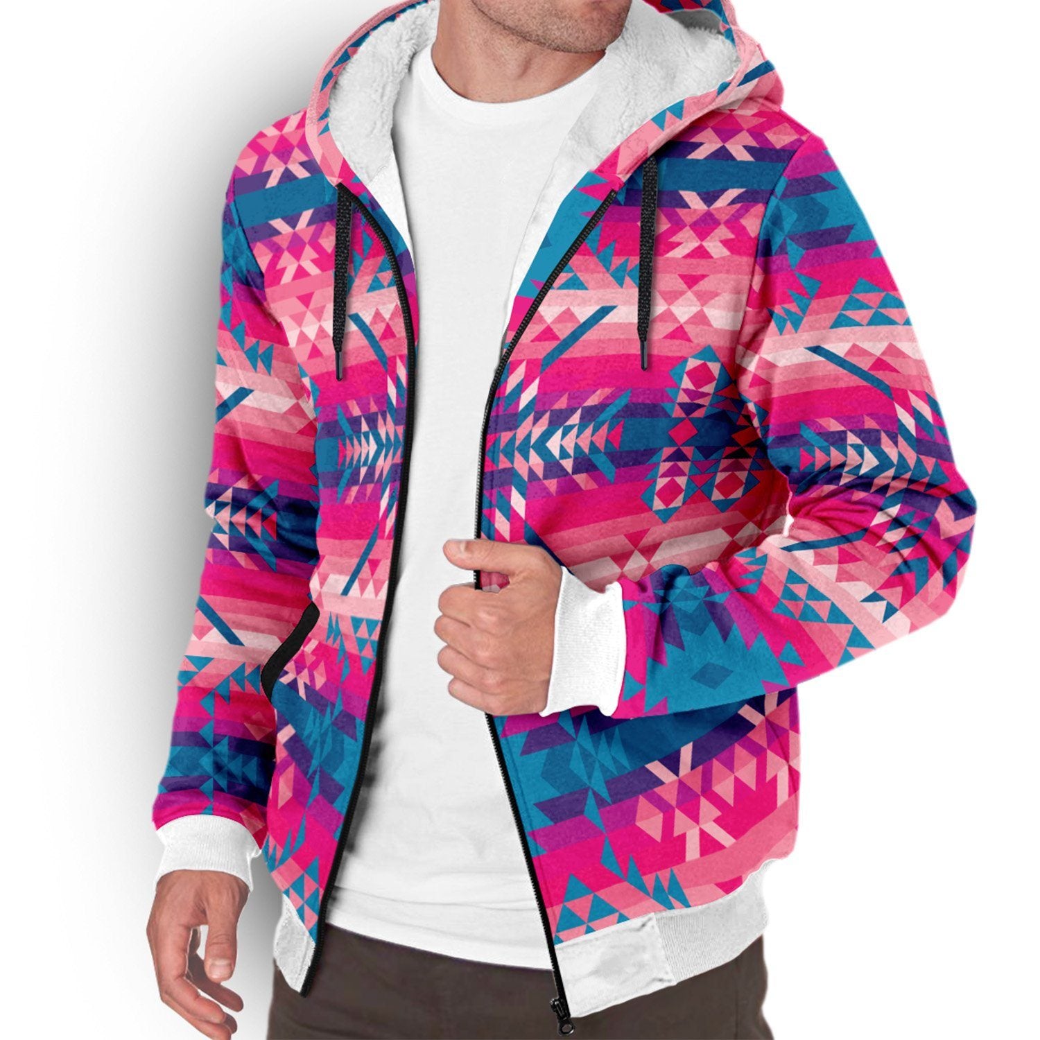 Desert Geo Blue Sherpa Hoodie hoodie Herman