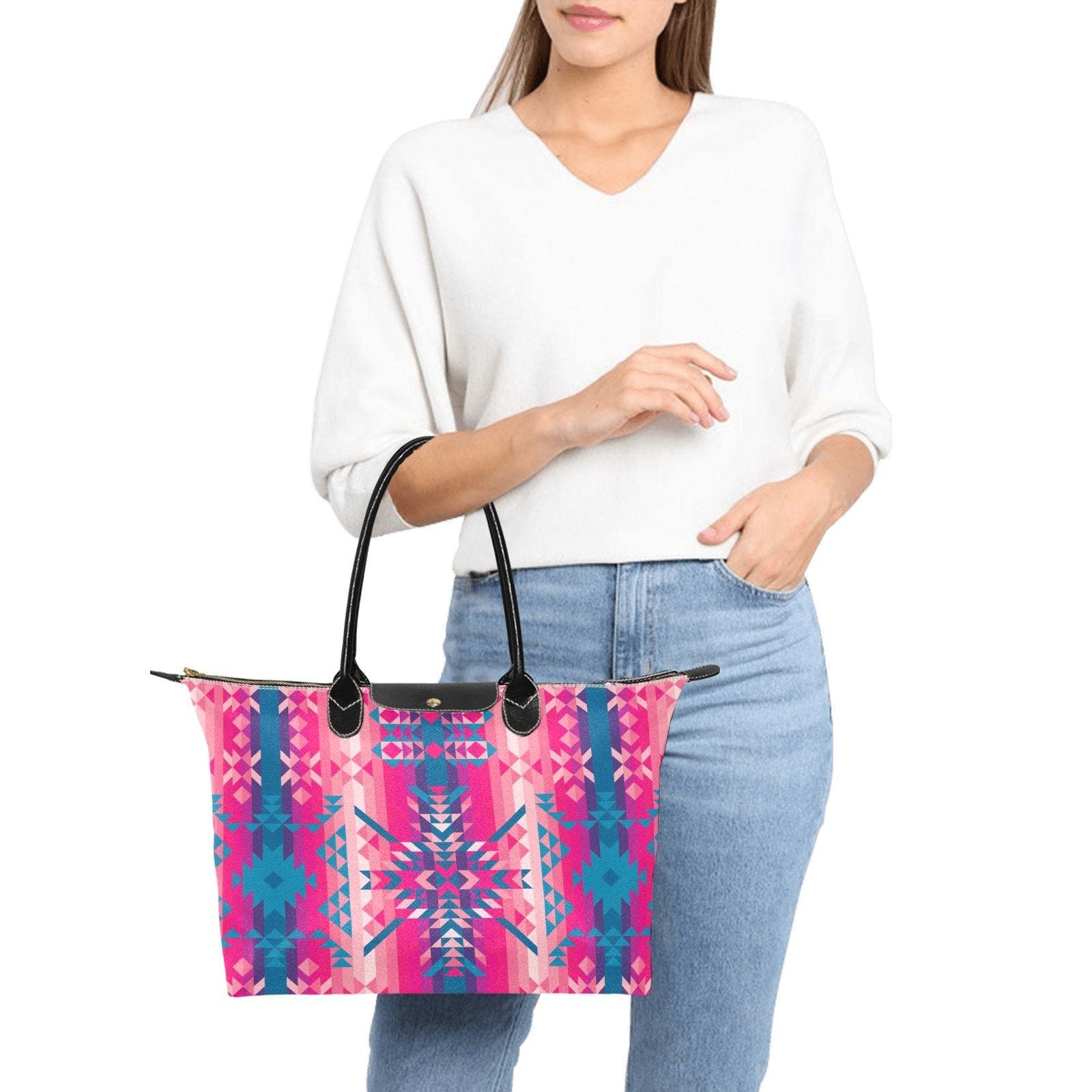Desert Geo Blue Single-Shoulder Lady Handbag (Model 1714) bag e-joyer
