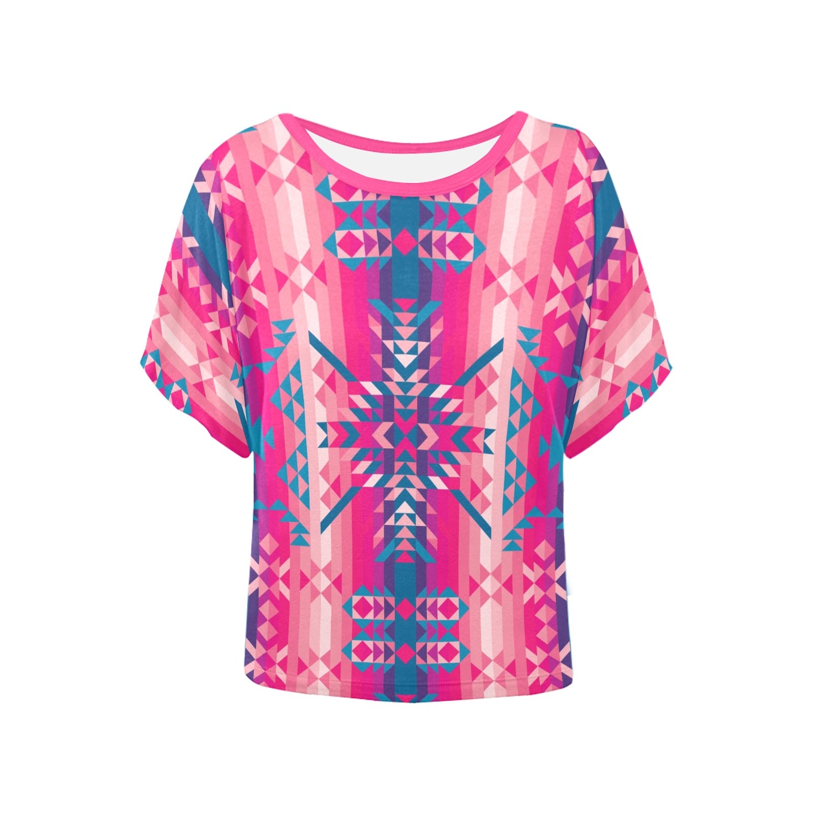 Desert Geo Blue Women's Batwing-Sleeved Blouse T shirt (Model T44) Women's Batwing-Sleeved Blouse T shirt (T44) e-joyer