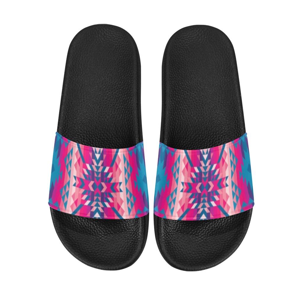 Desert Geo Blue Women's Slide Sandals (Model 057) Women's Slide Sandals (057) e-joyer