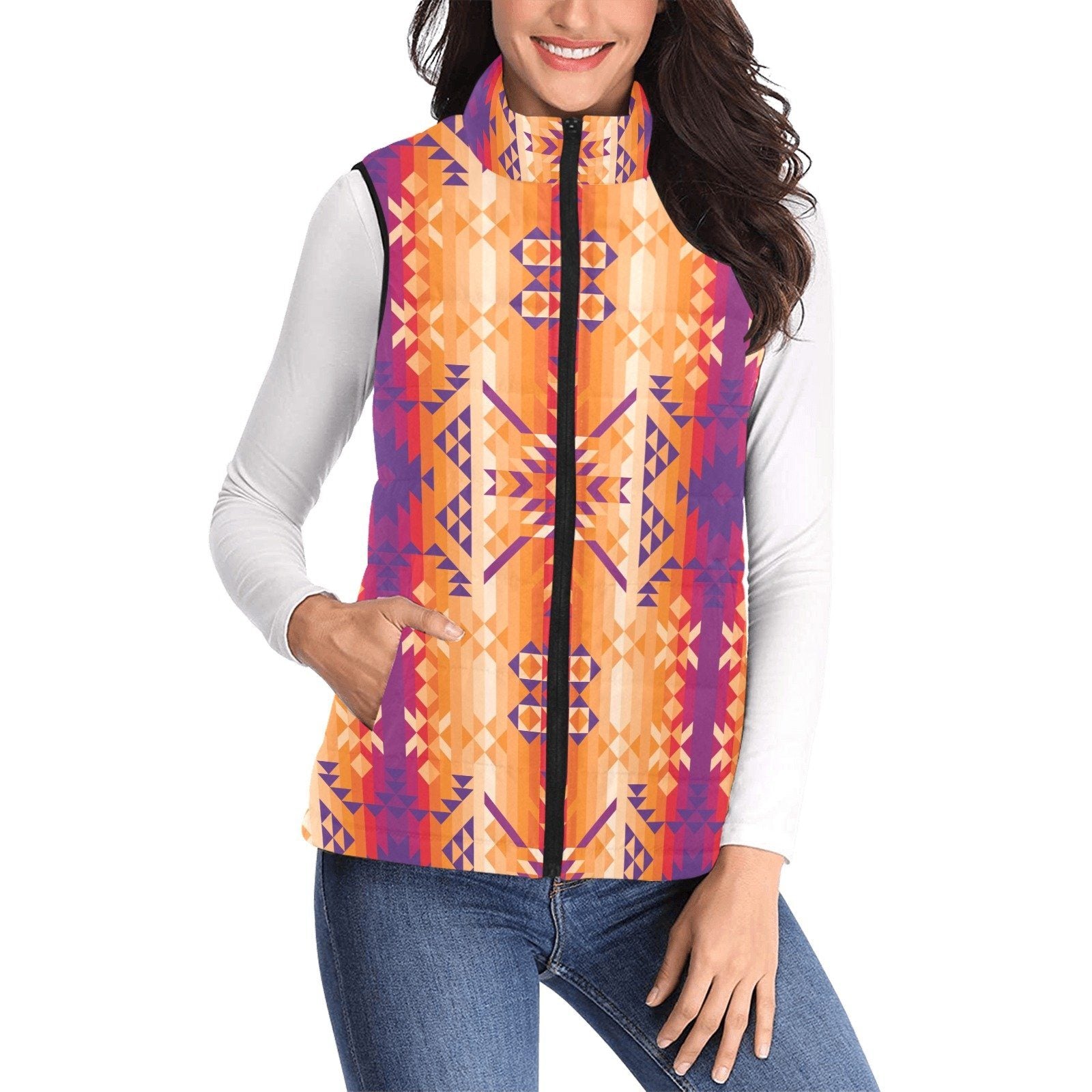 Desert Geo Women's Padded Vest Jacket (Model H44) Women's Padded Vest Jacket (H44) e-joyer