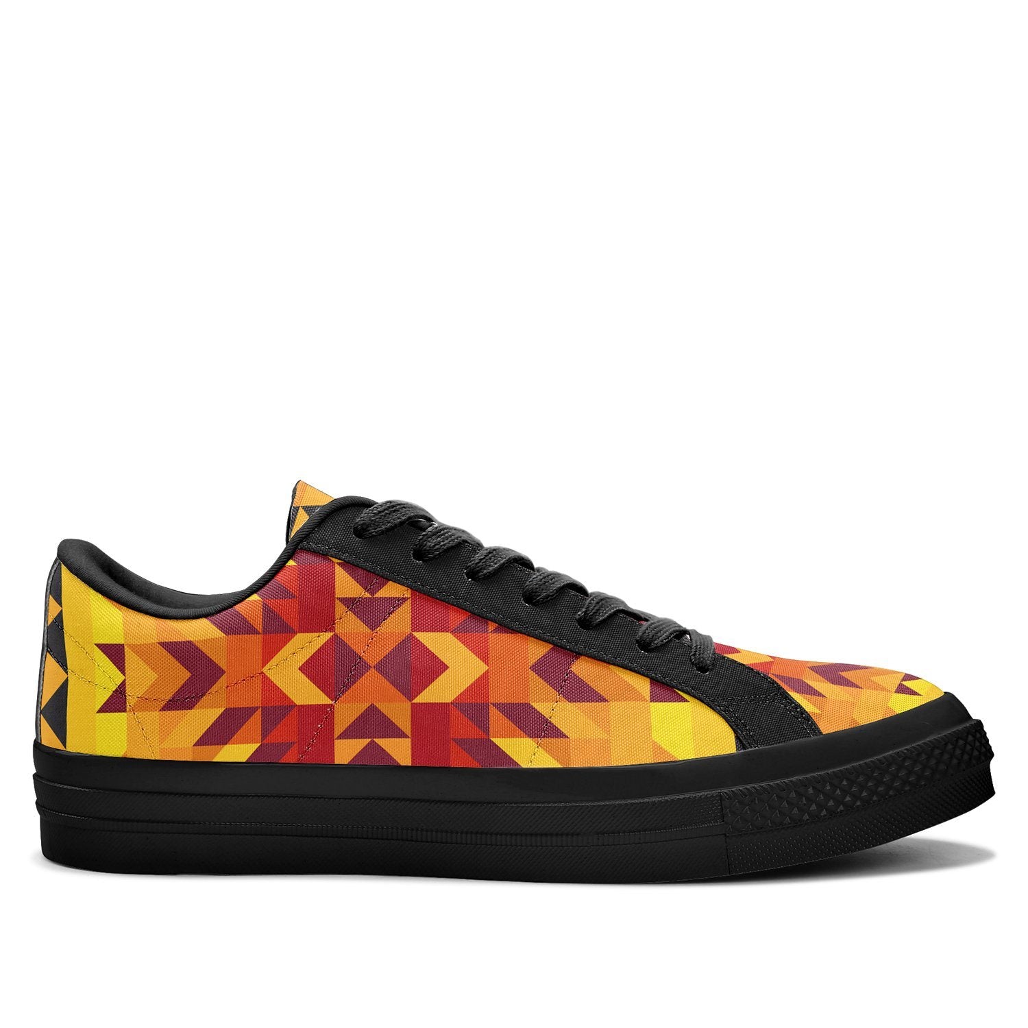 Desert Geo Yellow Red Aapisi Low Top Canvas Shoes Black Sole aapisi Herman