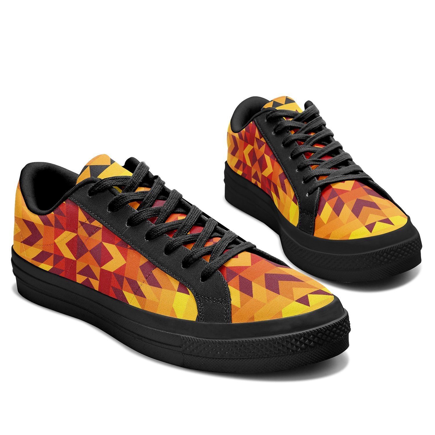 Desert Geo Yellow Red Aapisi Low Top Canvas Shoes Black Sole aapisi Herman