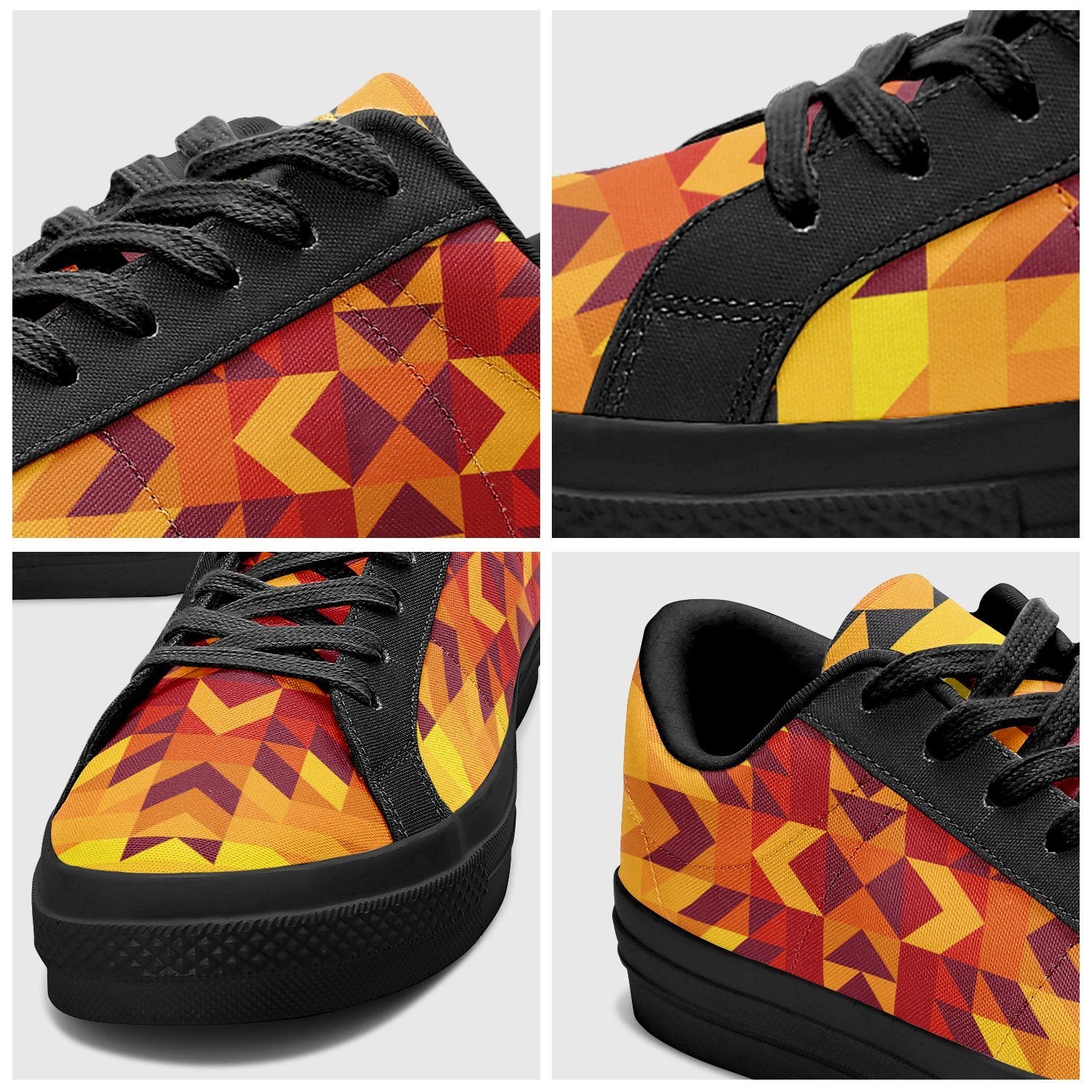 Desert Geo Yellow Red Aapisi Low Top Canvas Shoes Black Sole aapisi Herman