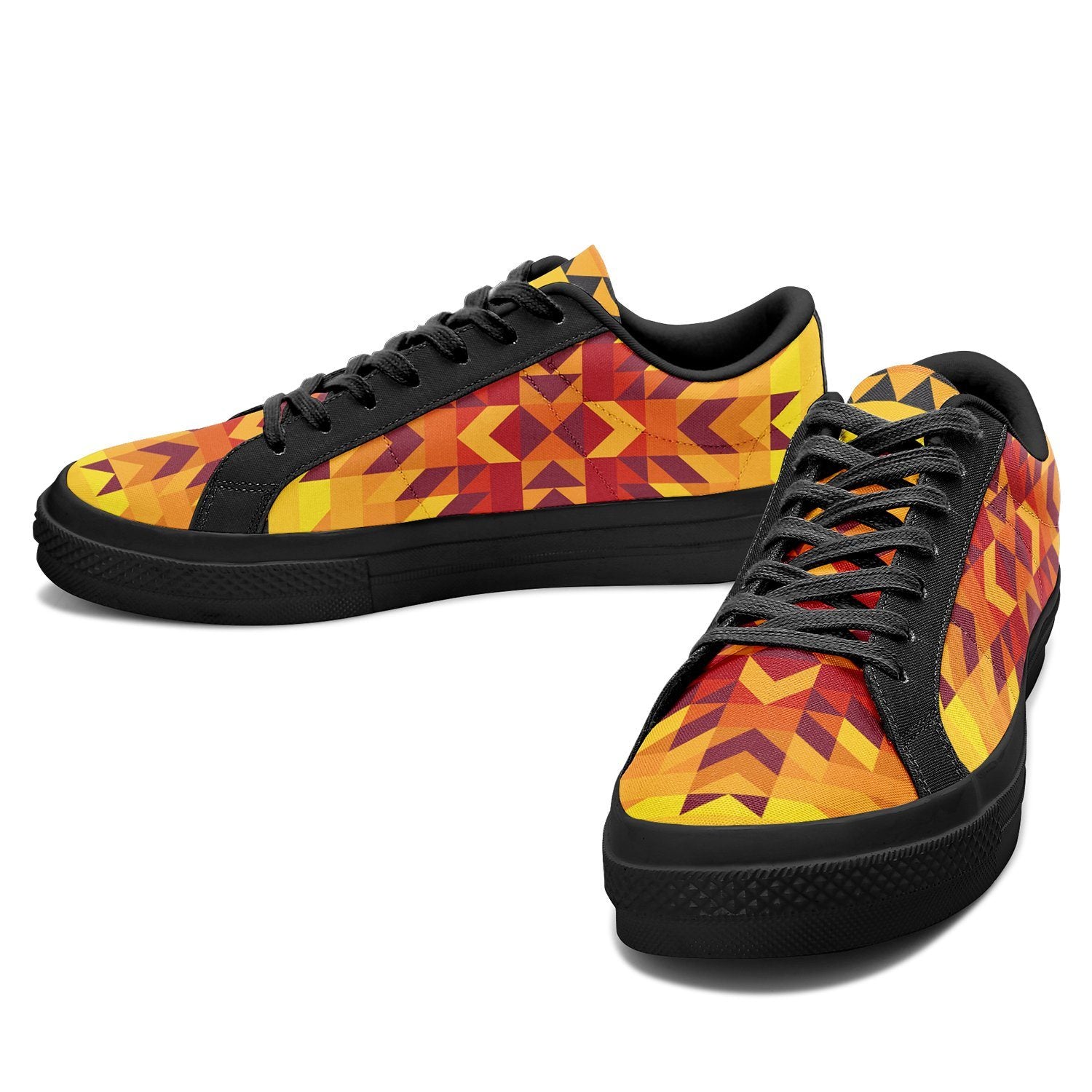 Desert Geo Yellow Red Aapisi Low Top Canvas Shoes Black Sole aapisi Herman