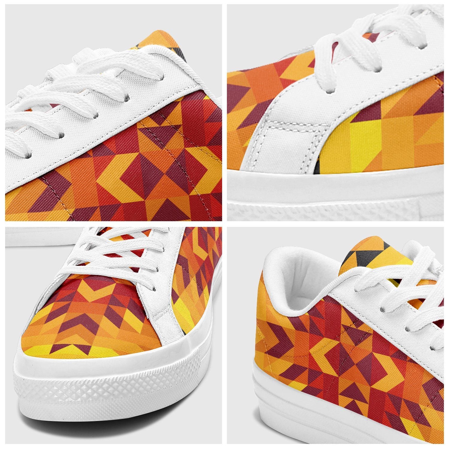Desert Geo Yellow Red Aapisi Low Top Canvas Shoes White Sole aapisi Herman