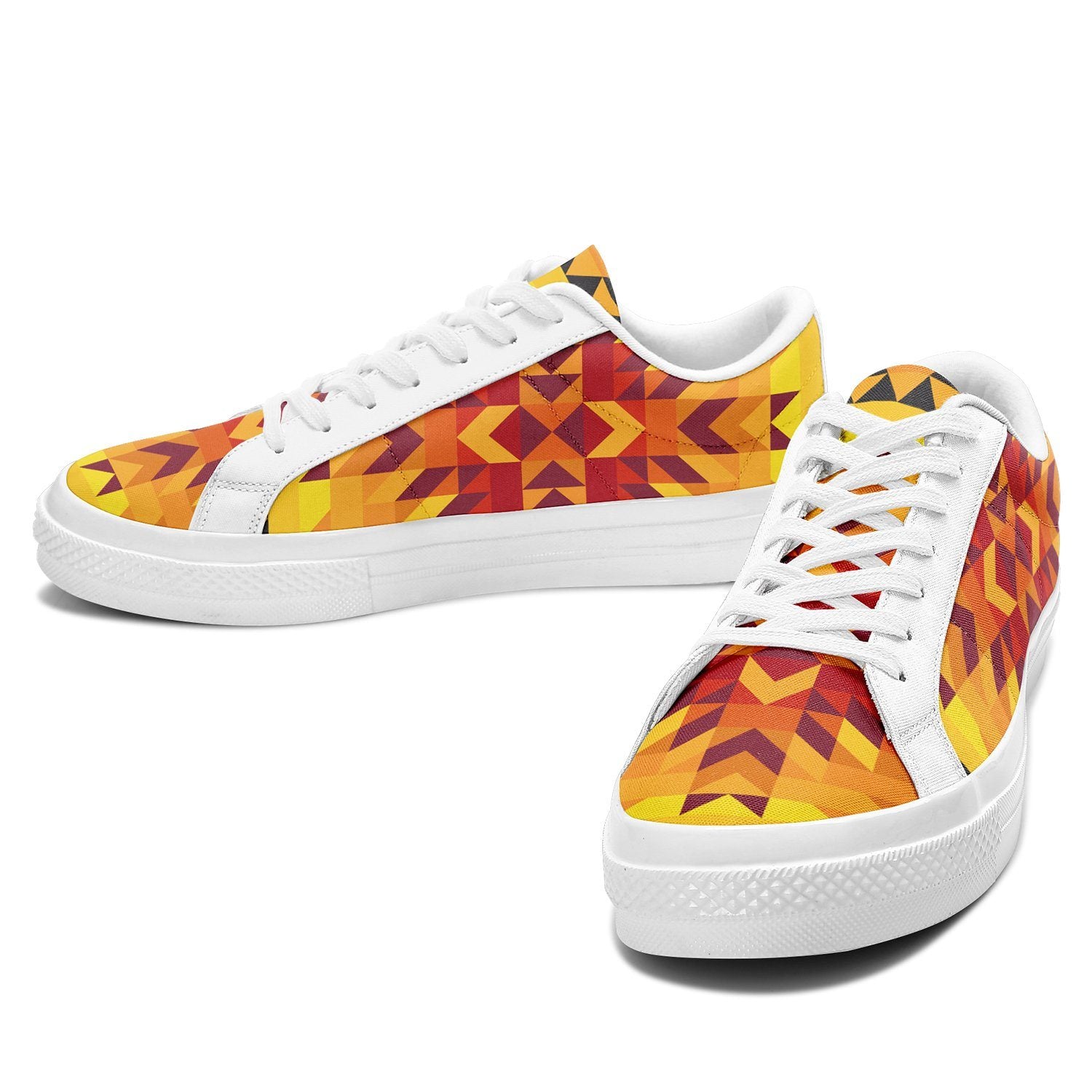 Desert Geo Yellow Red Aapisi Low Top Canvas Shoes White Sole aapisi Herman