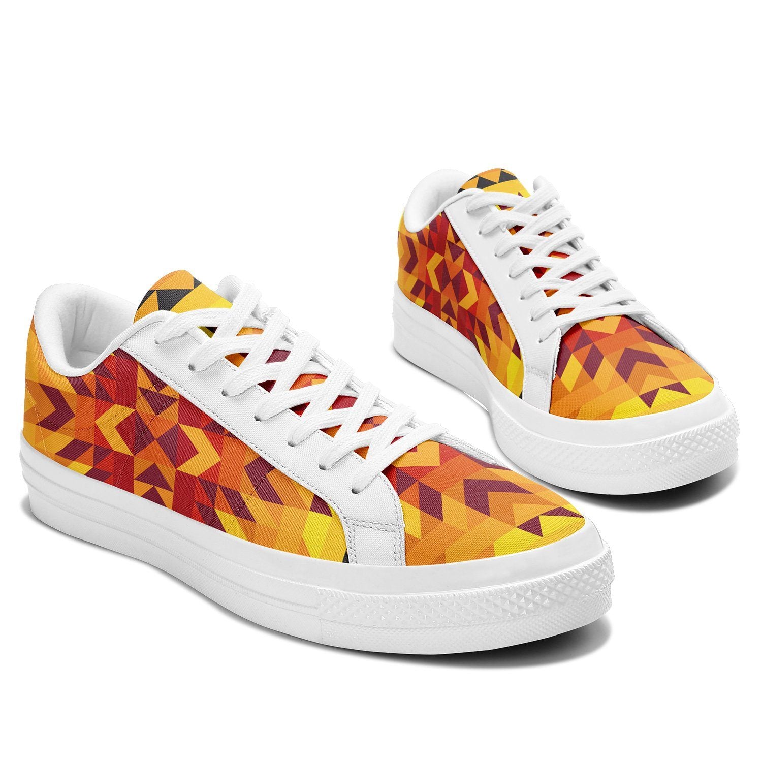 Desert Geo Yellow Red Aapisi Low Top Canvas Shoes White Sole aapisi Herman