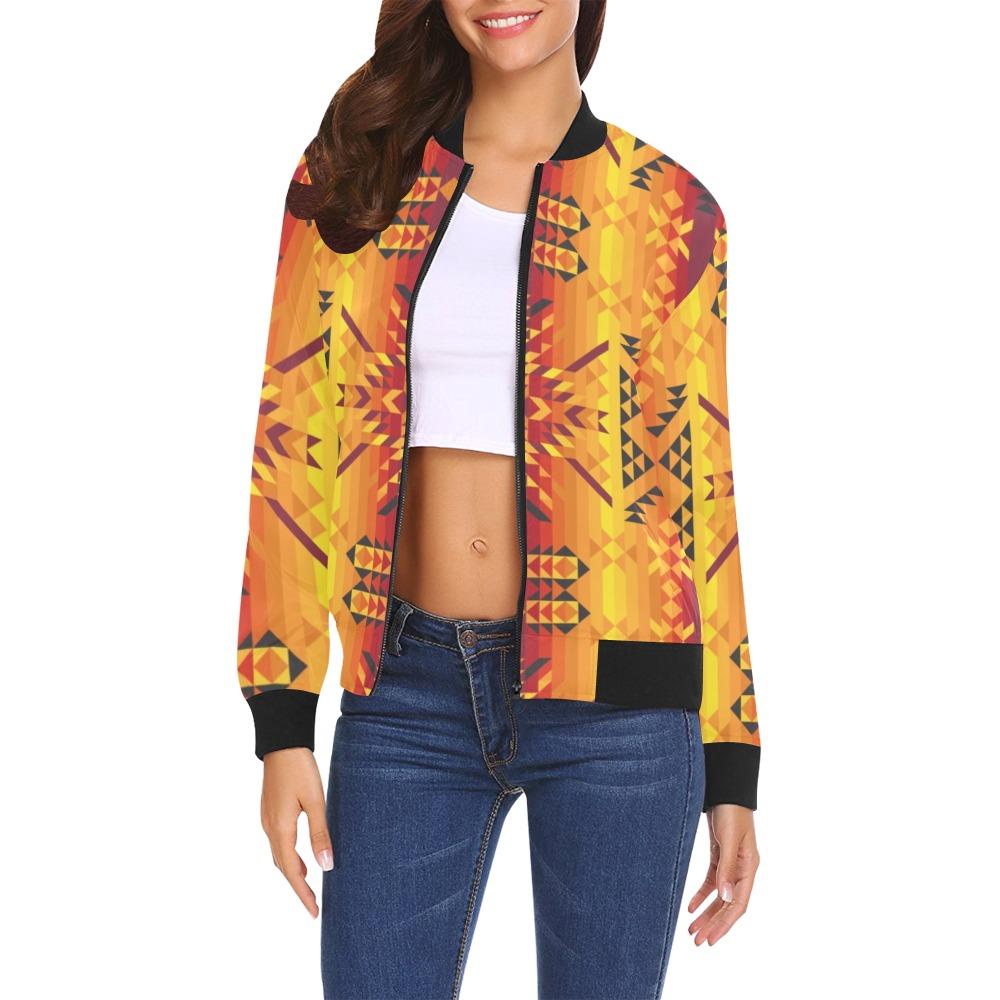 Desert Geo Yellow Red All Over Print Bomber Jacket for Women (Model H19) All Over Print Bomber Jacket for Women (H19) e-joyer