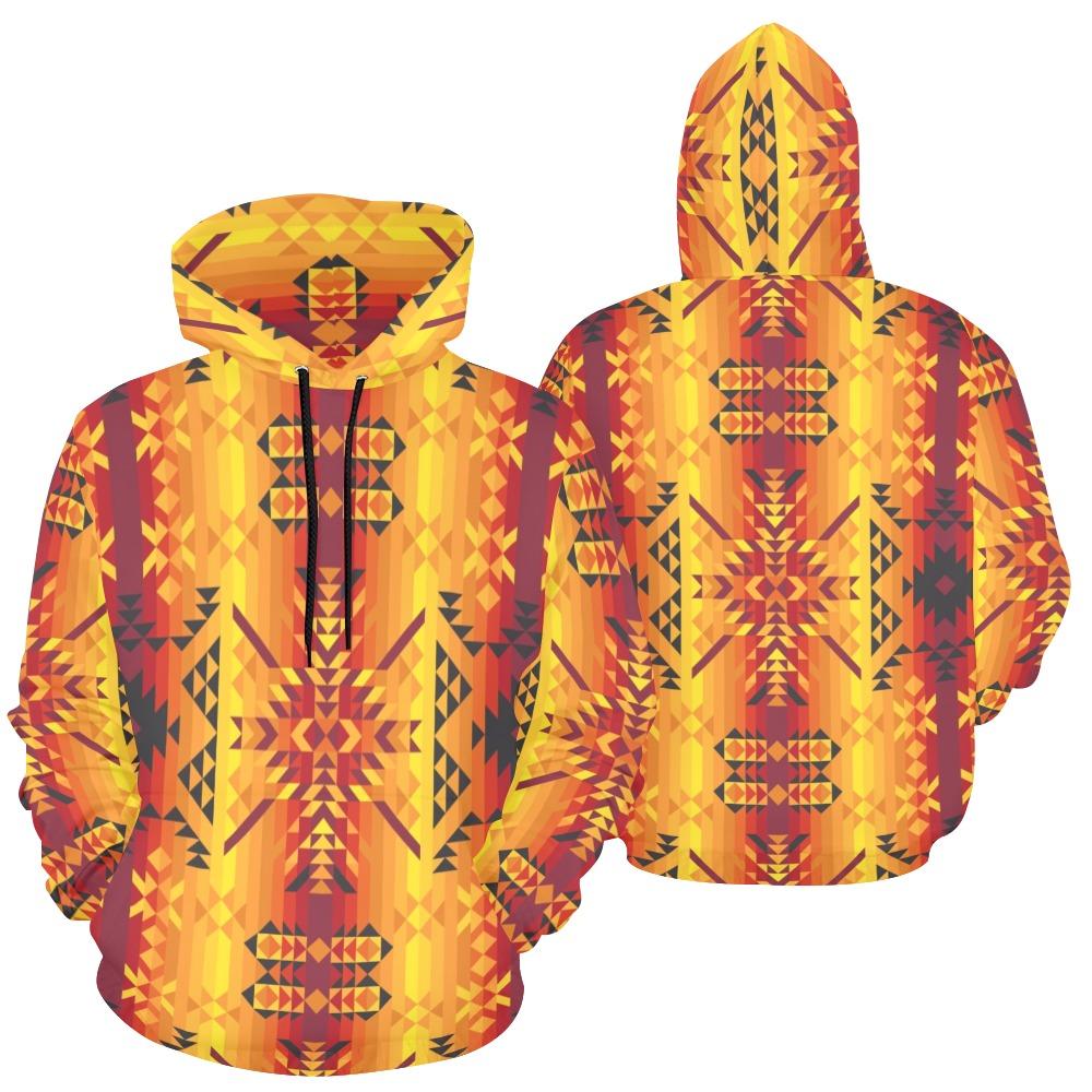 Desert Geo Yellow Red All Over Print Hoodie for Women (USA Size) (Model H13) All Over Print Hoodie for Women (H13) e-joyer