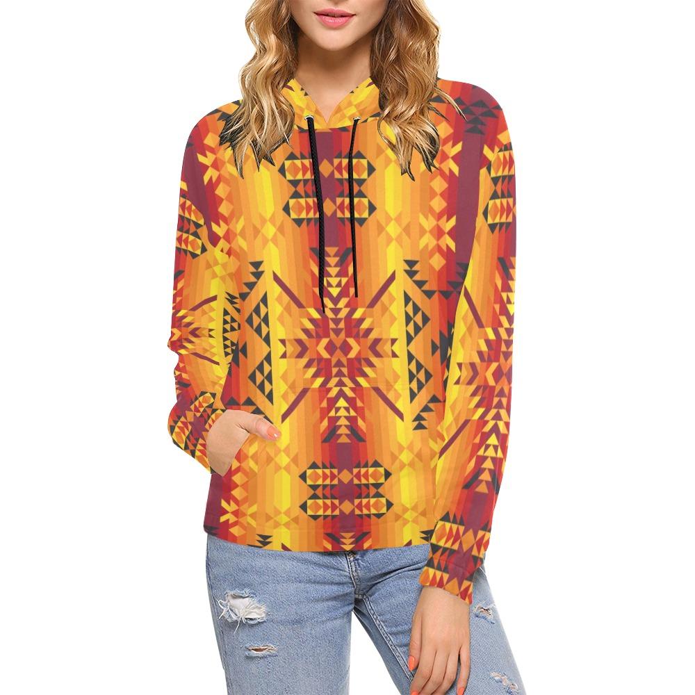 Desert Geo Yellow Red All Over Print Hoodie for Women (USA Size) (Model H13) All Over Print Hoodie for Women (H13) e-joyer