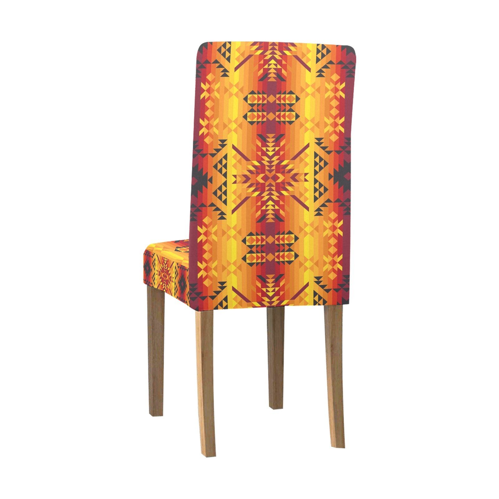 Desert Geo Yellow Red Chair Cover (Pack of 4) Chair Cover (Pack of 4) e-joyer