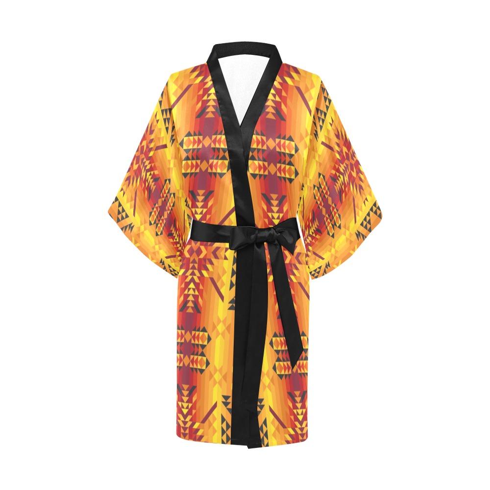 Desert Geo Yellow Red Kimono Robe Artsadd