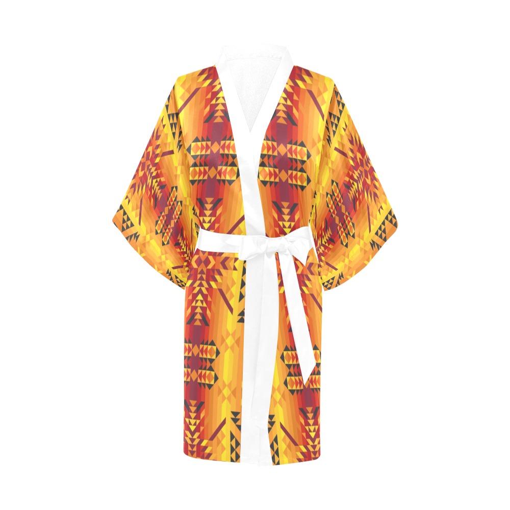 Desert Geo Yellow Red Kimono Robe Artsadd