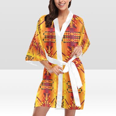 Desert Geo Yellow Red Kimono Robe Artsadd