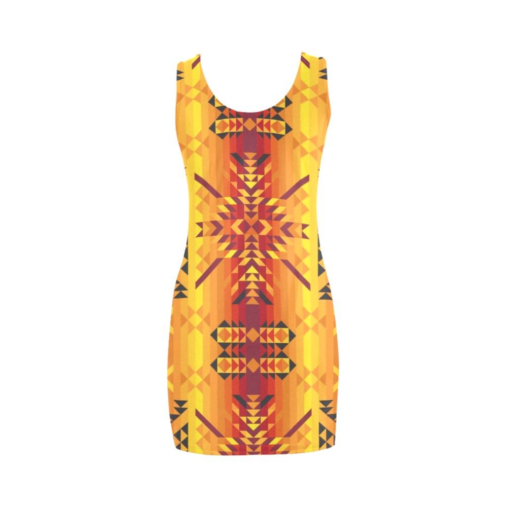 Desert Geo Yellow Red Medea Vest Dress (Model D06) Medea Vest Dress (D06) e-joyer
