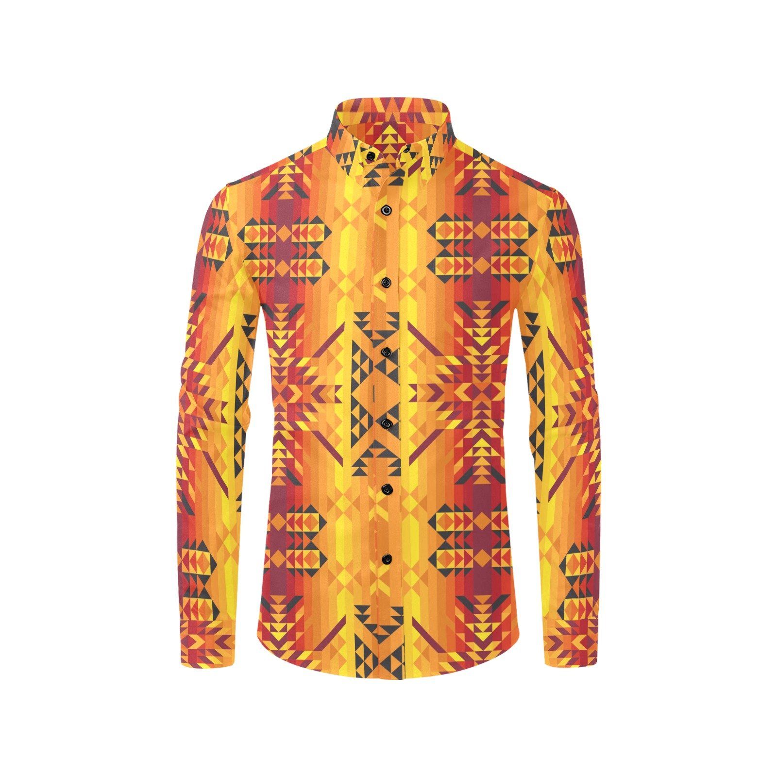 Desert Geo Yellow Red Men's All Over Print Casual Dress Shirt (Model T61) Men's Dress Shirt (T61) e-joyer