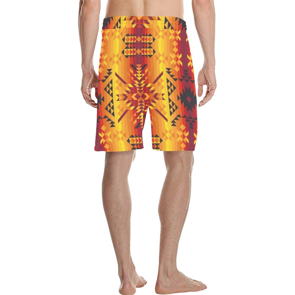 Desert Geo Yellow Red Men's All Over Print Casual Shorts (Model L23) Men's Casual Shorts (L23) e-joyer