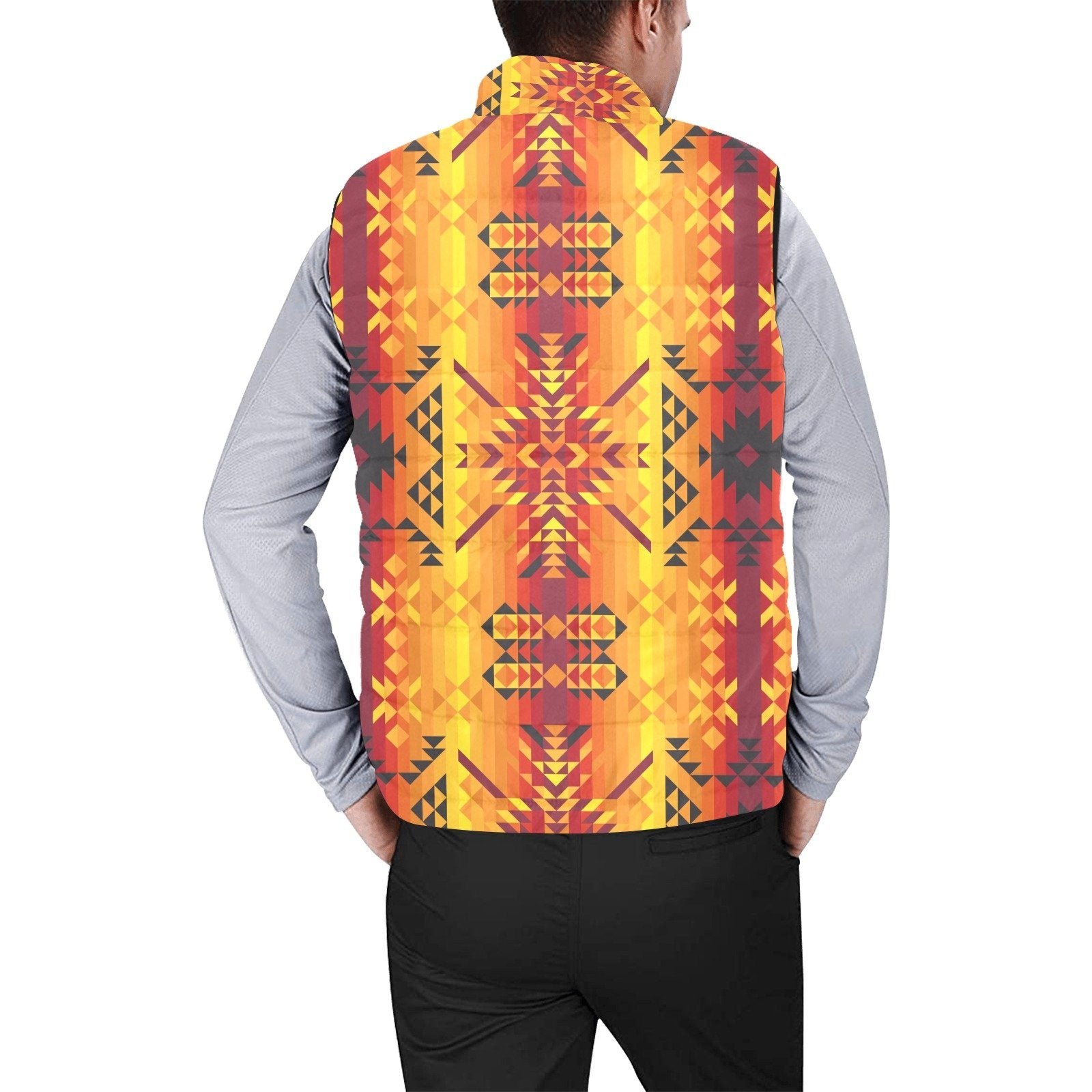 Desert Geo Yellow Red Men's Padded Vest Jacket (Model H44) Men's Padded Vest Jacket (H44) e-joyer