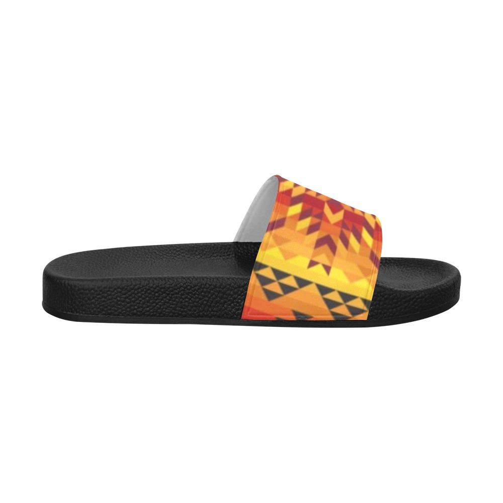 Desert Geo Yellow Red Men's Slide Sandals (Model 057) Men's Slide Sandals (057) e-joyer