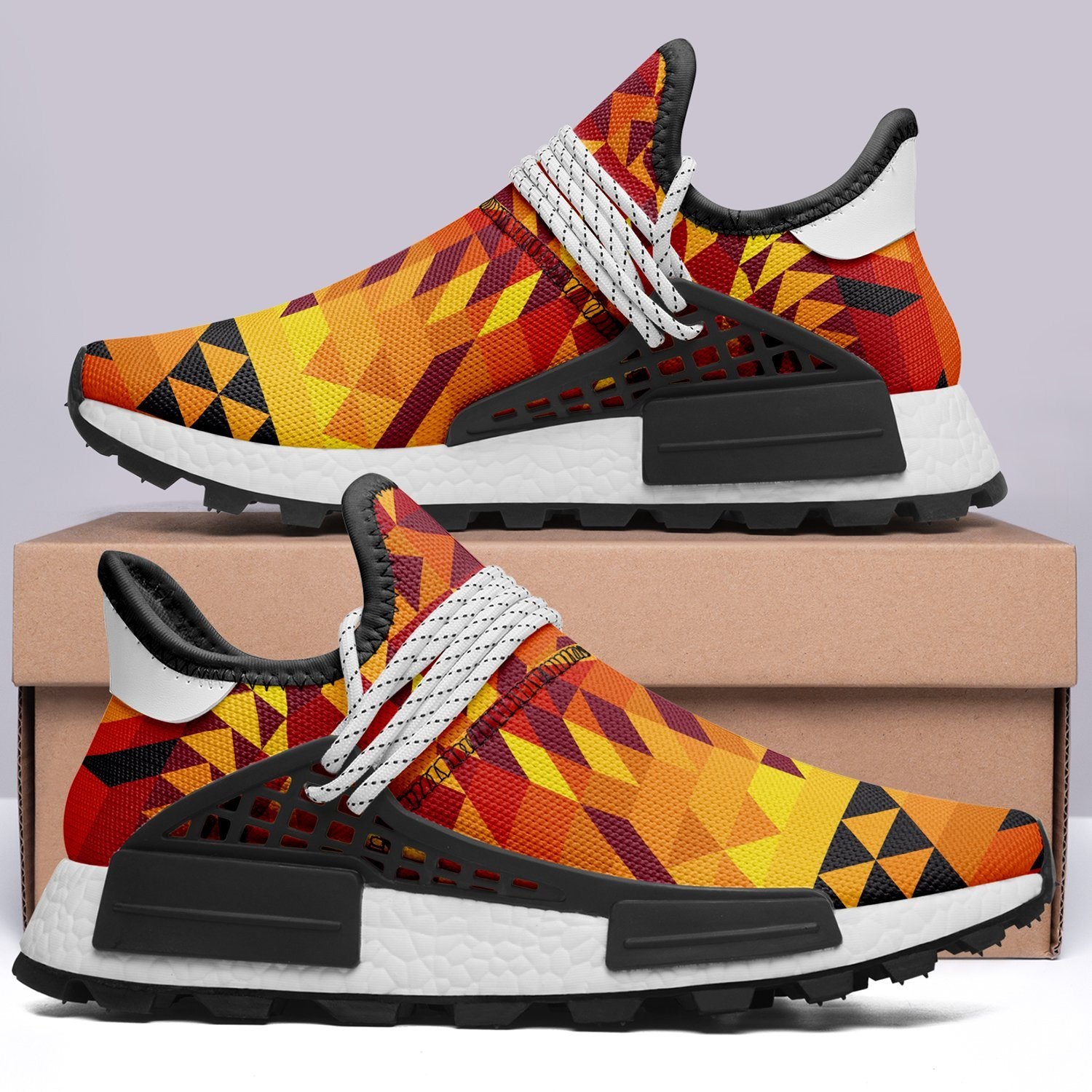 Desert Geo Yellow Red Okaki Sneakers Shoes Herman