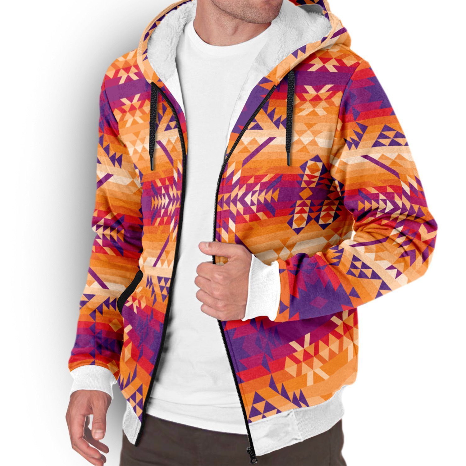Desert Geo Yellow Red Sherpa Hoodie hoodie Herman