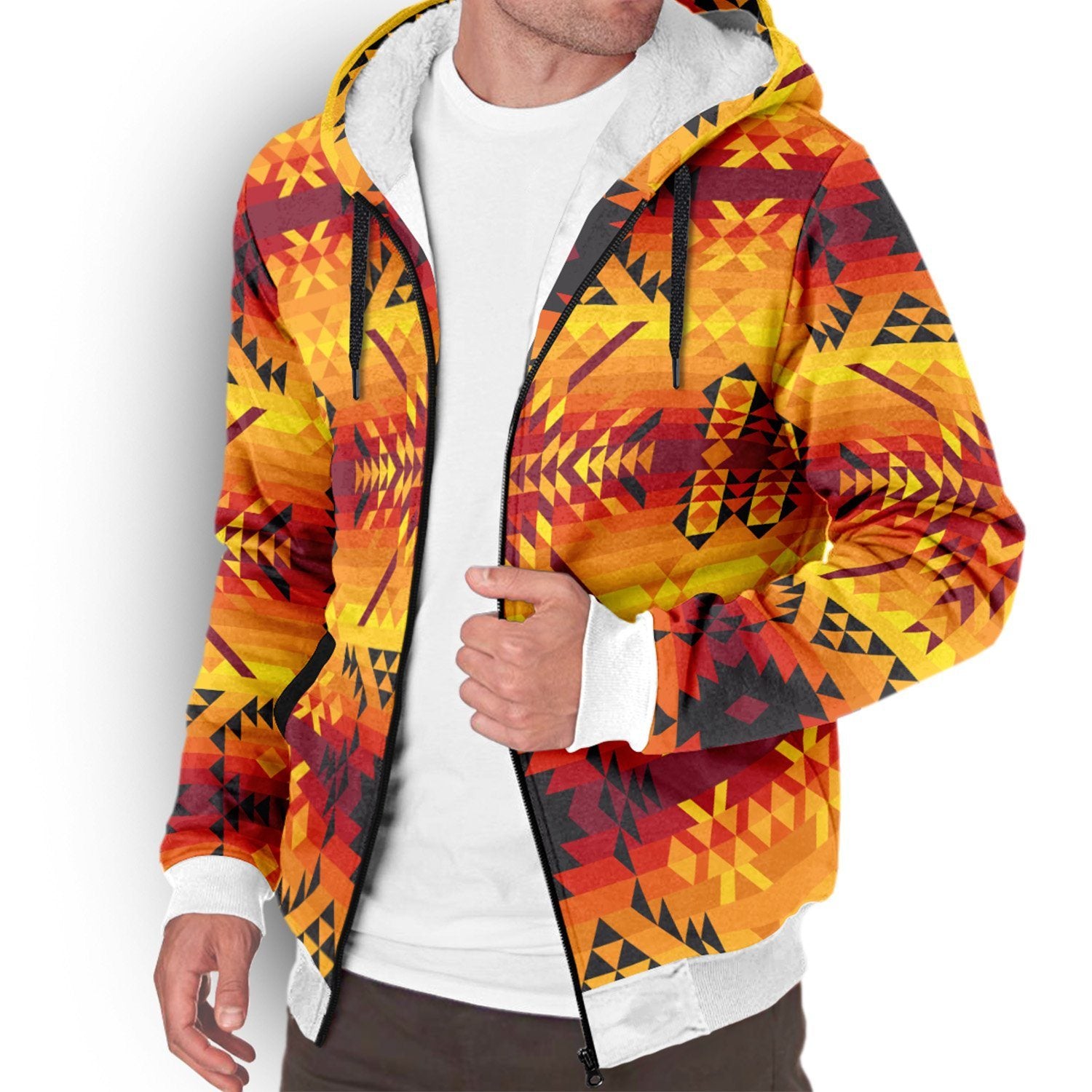 Desert Geo Yellow Red Sherpa Hoodie hoodie Herman