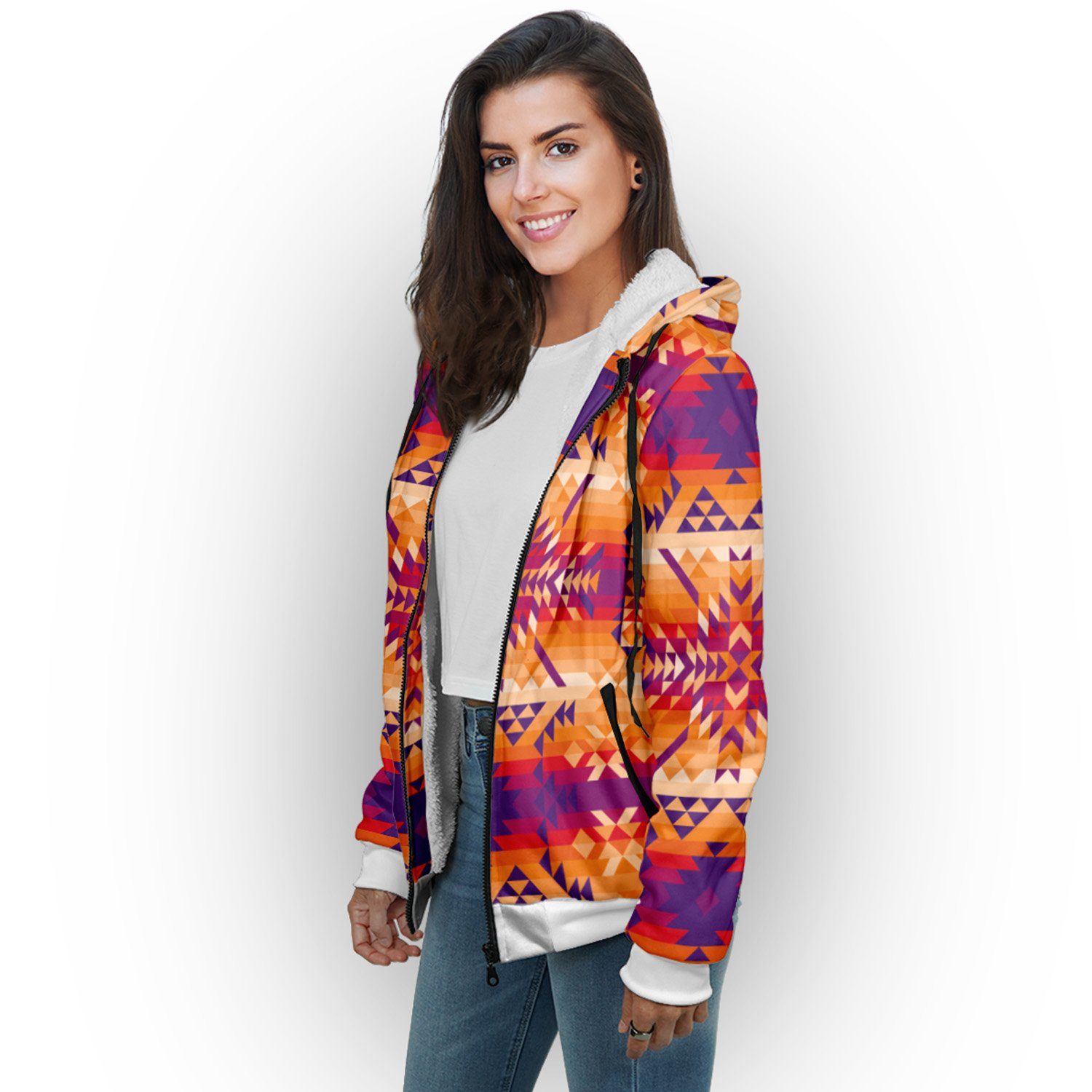 Desert Geo Yellow Red Sherpa Hoodie hoodie Herman