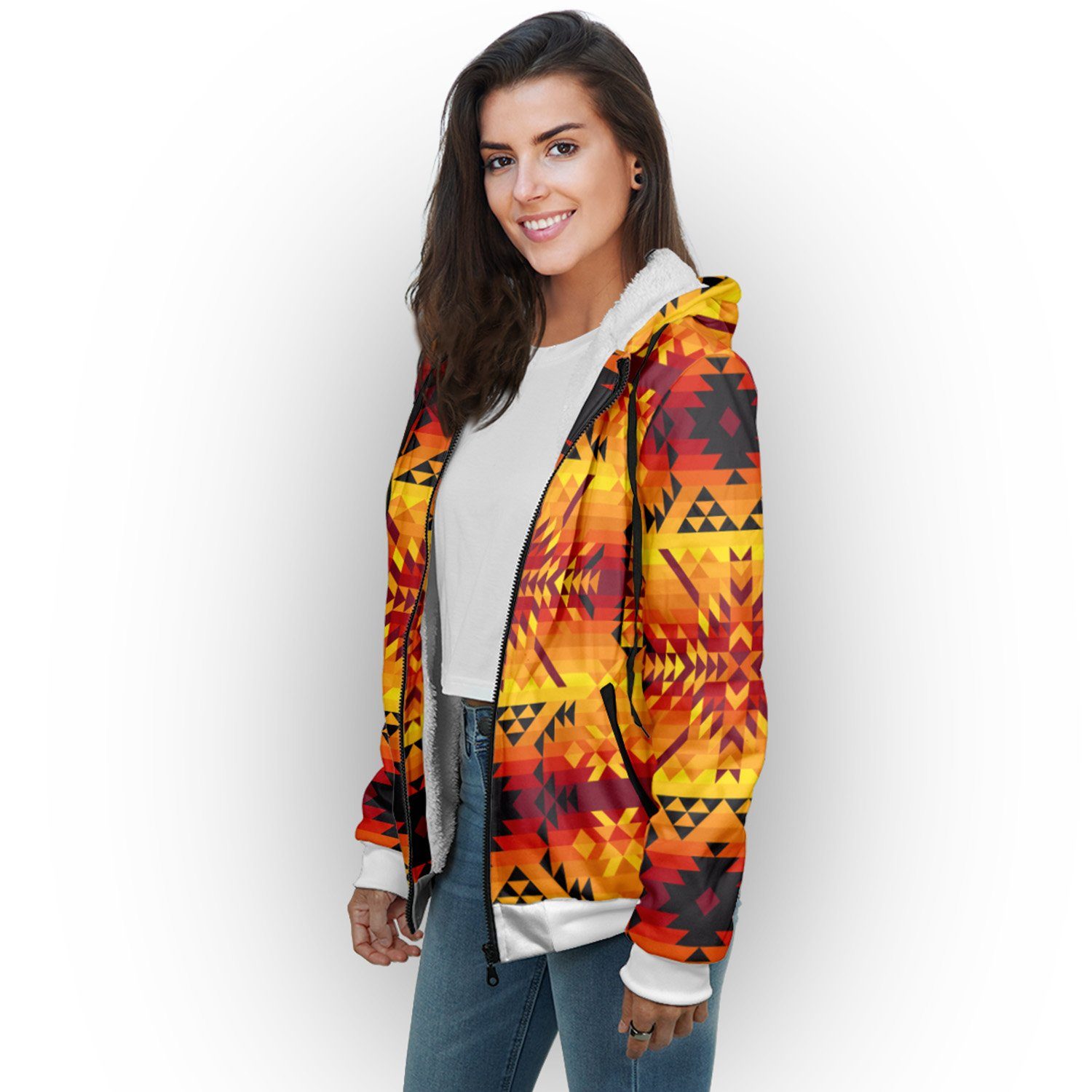 Desert Geo Yellow Red Sherpa Hoodie hoodie Herman