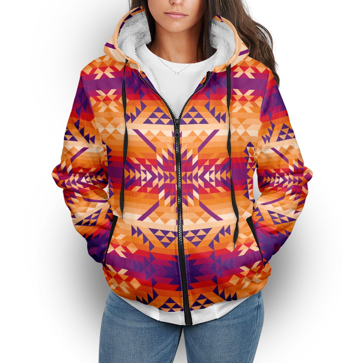Desert Geo Yellow Red Sherpa Hoodie hoodie Herman