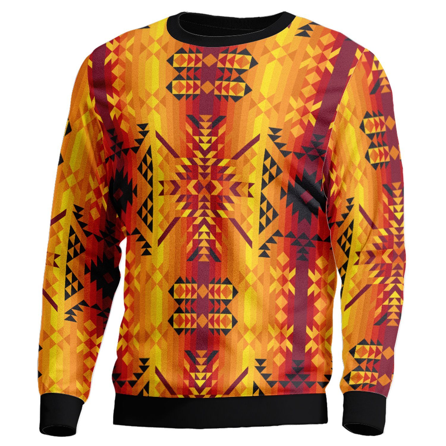 Desert Geo Yellow Red Unisex Crewneck Long Sleeve Top 49 Dzine