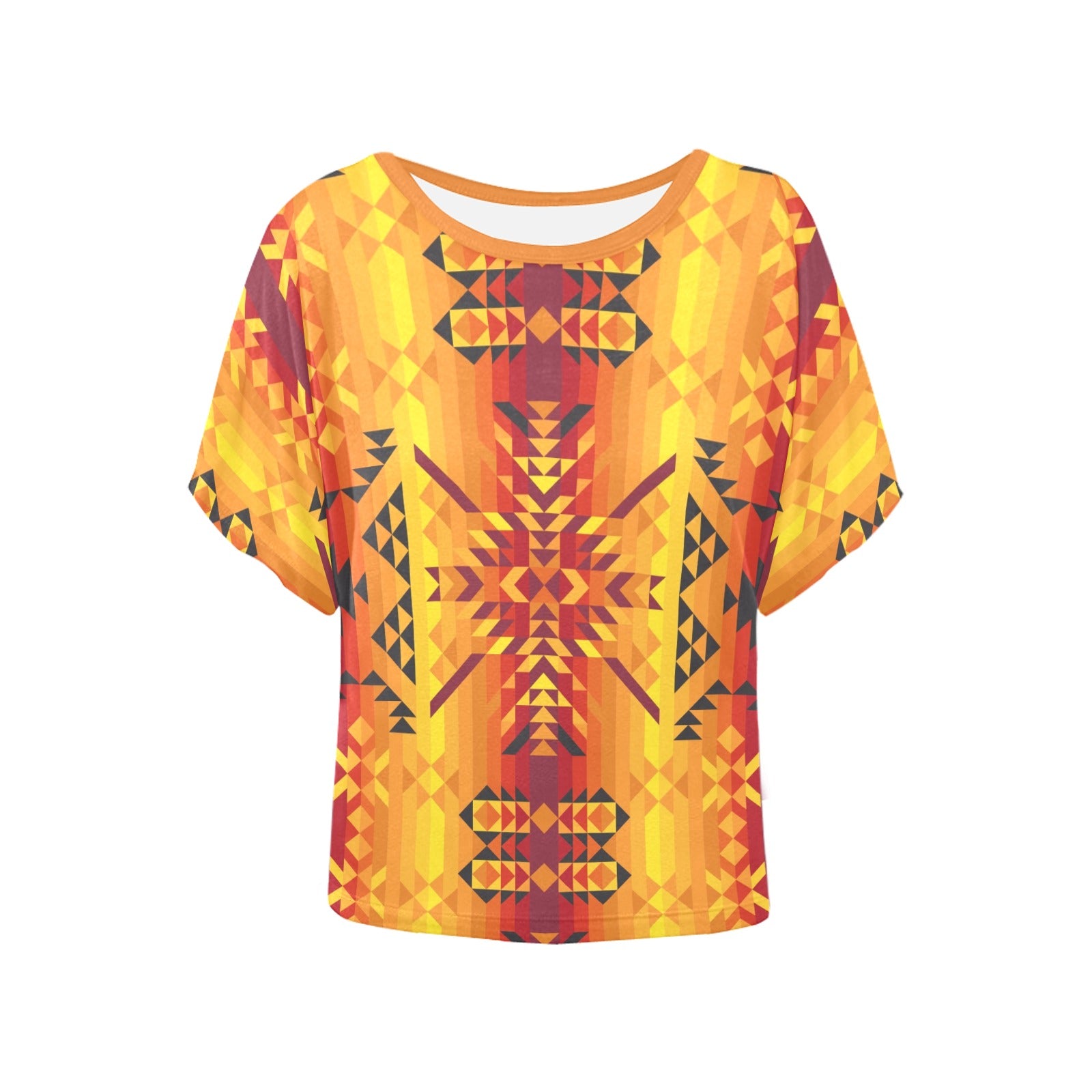 Desert Geo Yellow Red Women's Batwing-Sleeved Blouse T shirt (Model T44) Women's Batwing-Sleeved Blouse T shirt (T44) e-joyer