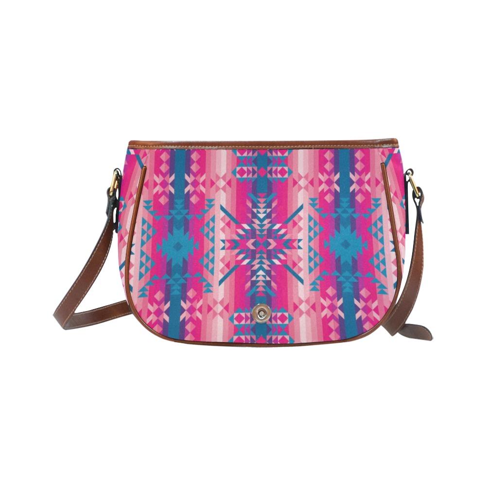 Dessert Geo Blue Saddle Bag/Small (Model 1649) Full Customization bag e-joyer