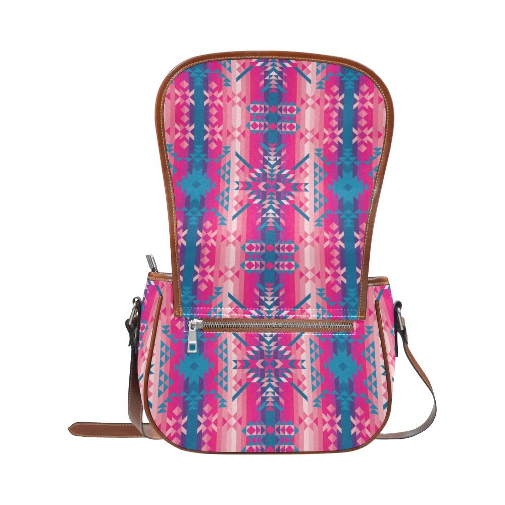 Dessert Geo Blue Saddle Bag/Small (Model 1649) Full Customization bag e-joyer