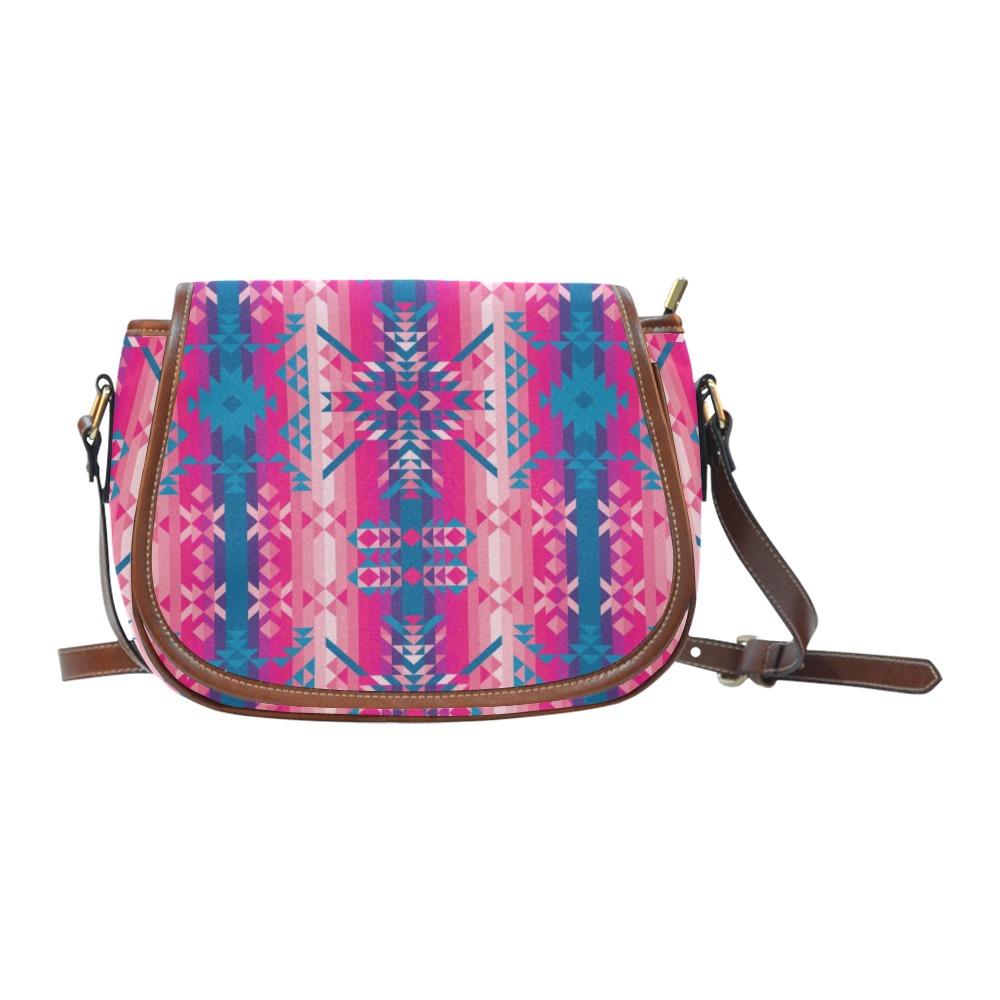 Dessert Geo Blue Saddle Bag/Small (Model 1649) Full Customization bag e-joyer