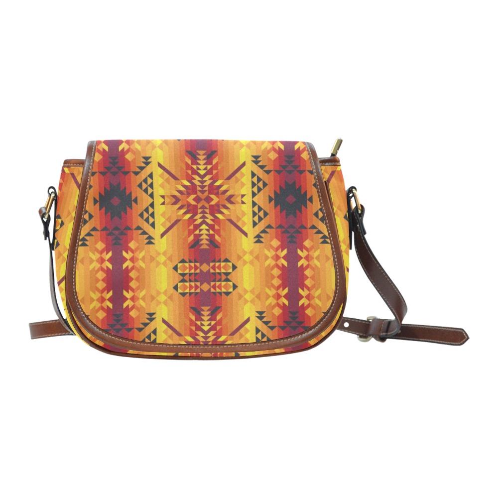 Dessert Geo Yellow Red Saddle Bag/Small (Model 1649) Full Customization bag e-joyer