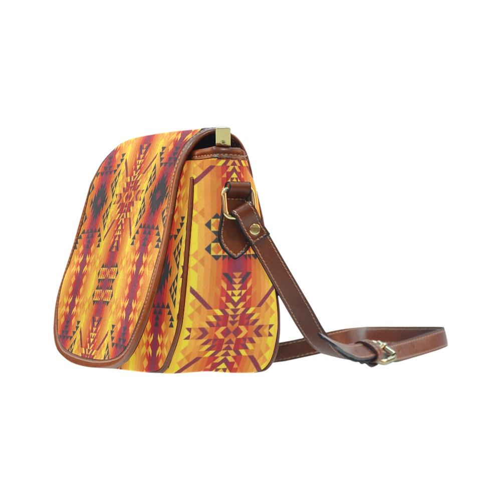 Dessert Geo Yellow Red Saddle Bag/Small (Model 1649) Full Customization bag e-joyer