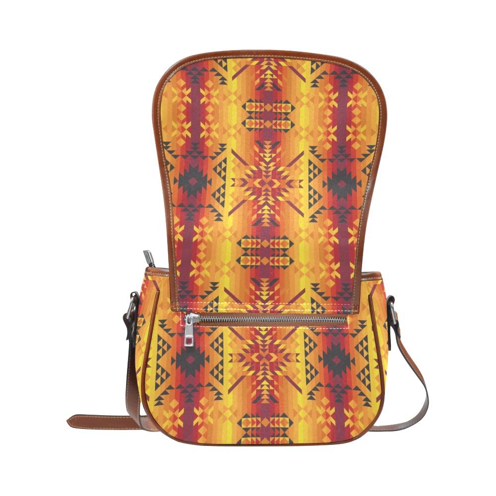 Dessert Geo Yellow Red Saddle Bag/Small (Model 1649) Full Customization bag e-joyer