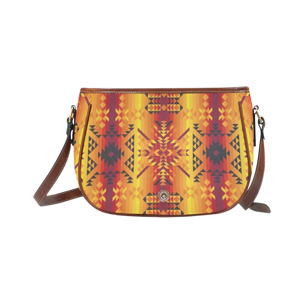 Dessert Geo Yellow Red Saddle Bag/Small (Model 1649) Full Customization bag e-joyer