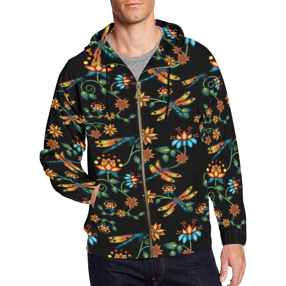 Dragon Lily Noir All Over Print Full Zip Hoodie for Men (Model H14) All Over Print Full Zip Hoodie for Men (H14) e-joyer 