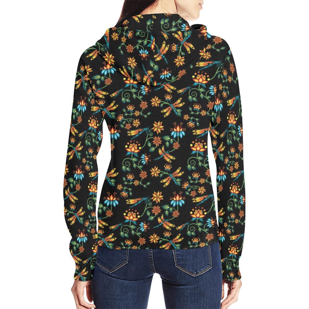 Dragon Lily Noir All Over Print Full Zip Hoodie for Women (Model H14) All Over Print Full Zip Hoodie for Women (H14) e-joyer