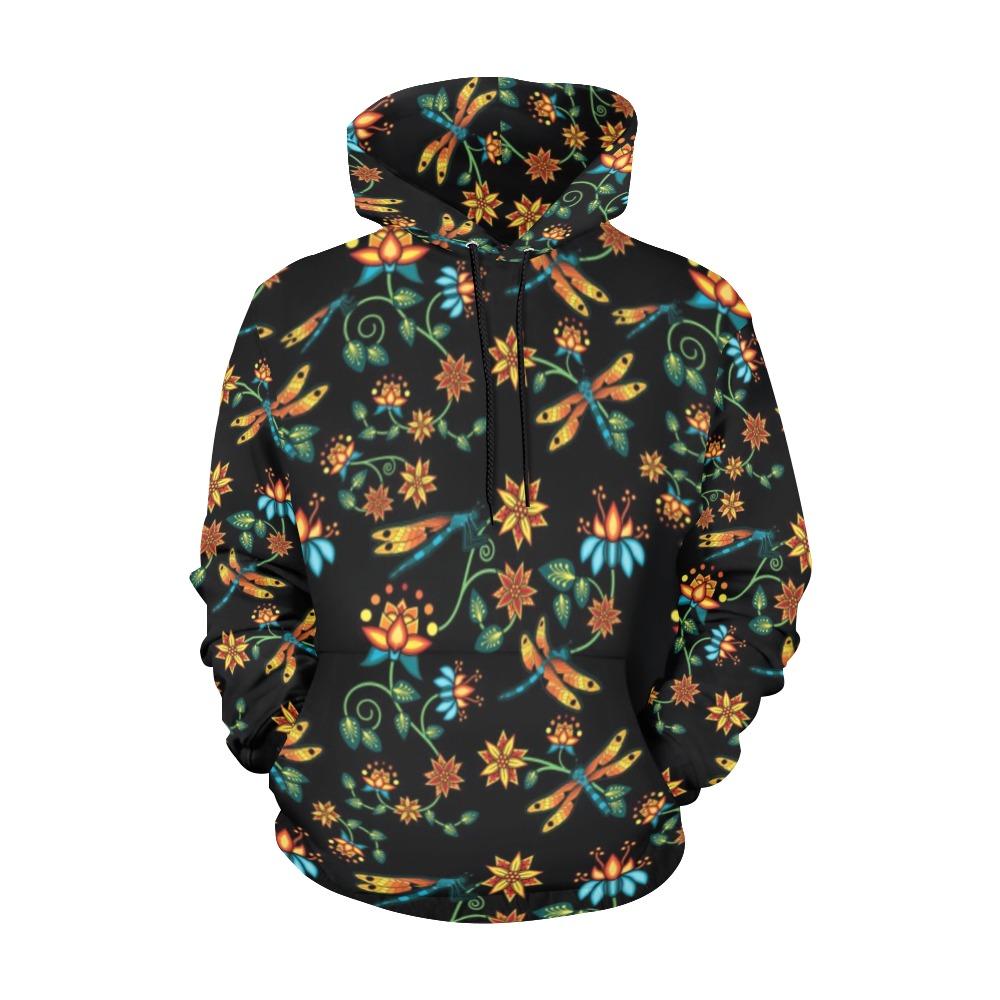 Dragon Lily Noir All Over Print Hoodie for Women (USA Size) (Model H13) All Over Print Hoodie for Women (H13) e-joyer
