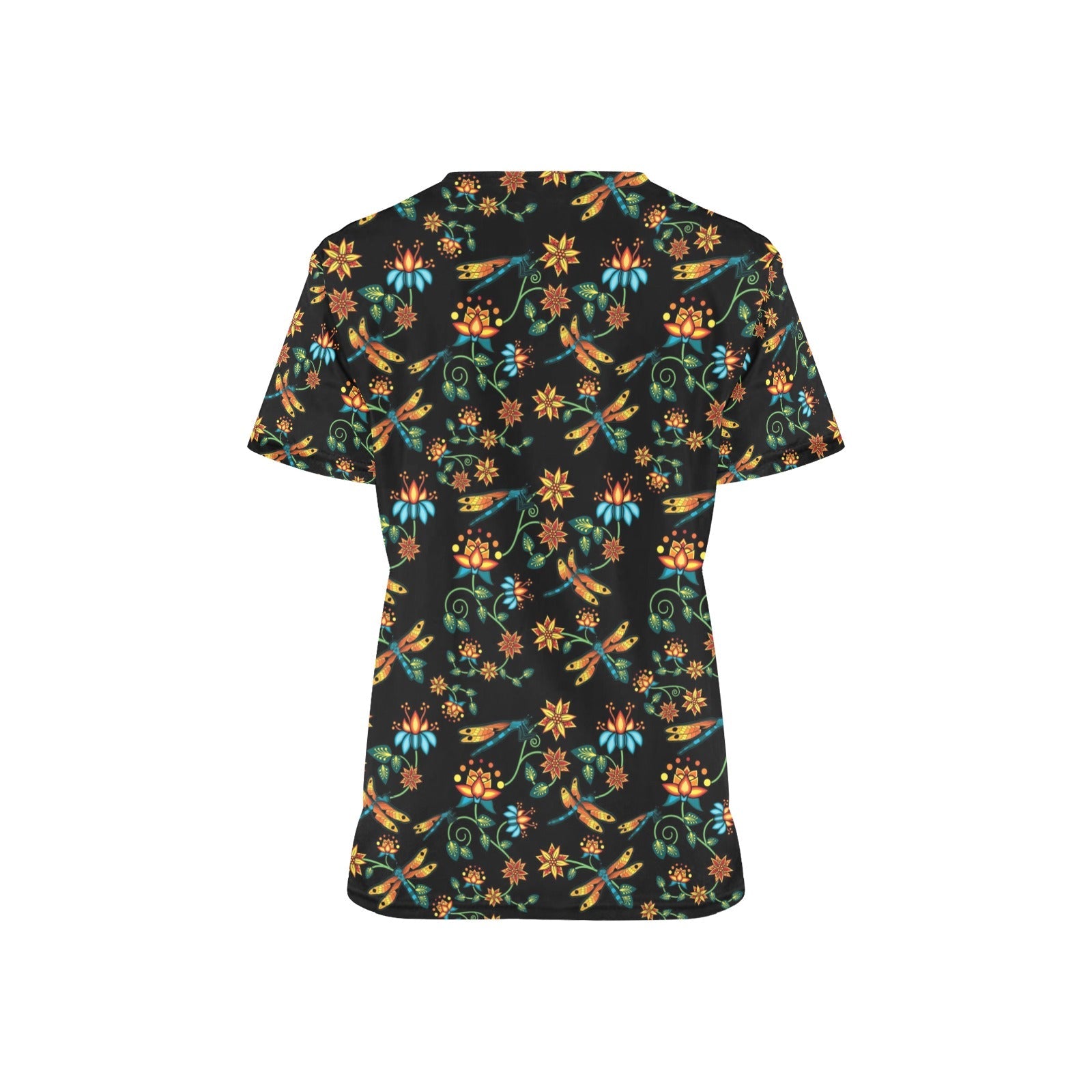 Dragon Lily Noir All Over Print Scrub Top Scrub Top e-joyer