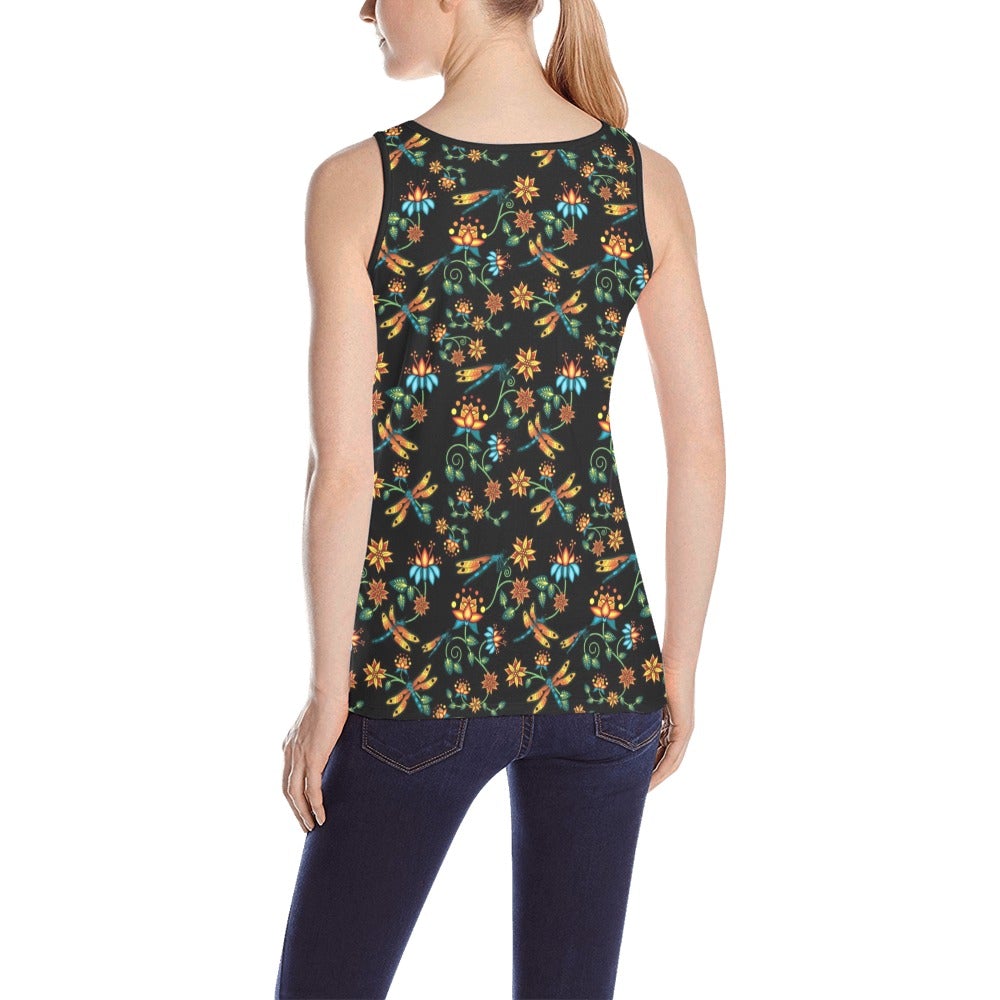 Dragon Lily Noir All Over Print Tank Top for Women (Model T43) All Over Print Tank Top for Women (T43) e-joyer