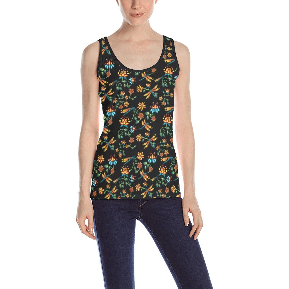 Dragon Lily Noir All Over Print Tank Top for Women (Model T43) All Over Print Tank Top for Women (T43) e-joyer