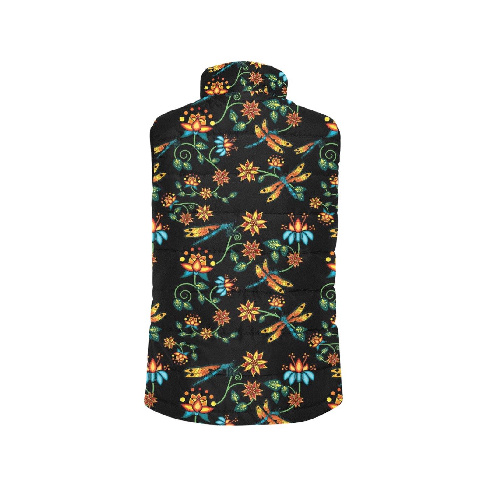 Dragon Lily Noir Men's Padded Vest Jacket (Model H44) Men's Padded Vest Jacket (H44) e-joyer