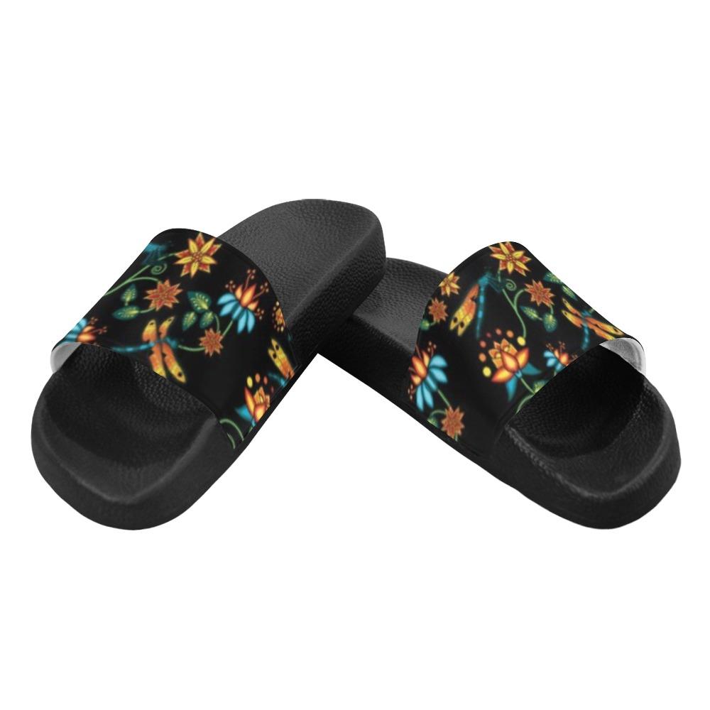 Dragon Lily Noir Men's Slide Sandals (Model 057) Men's Slide Sandals (057) e-joyer