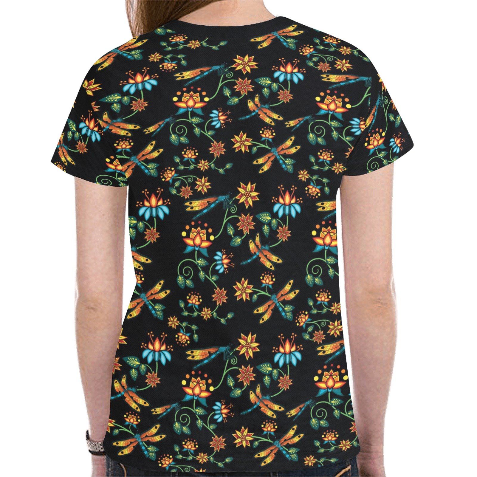 Dragon Lily Noir New All Over Print T-shirt for Women (Model T45) tshirt e-joyer