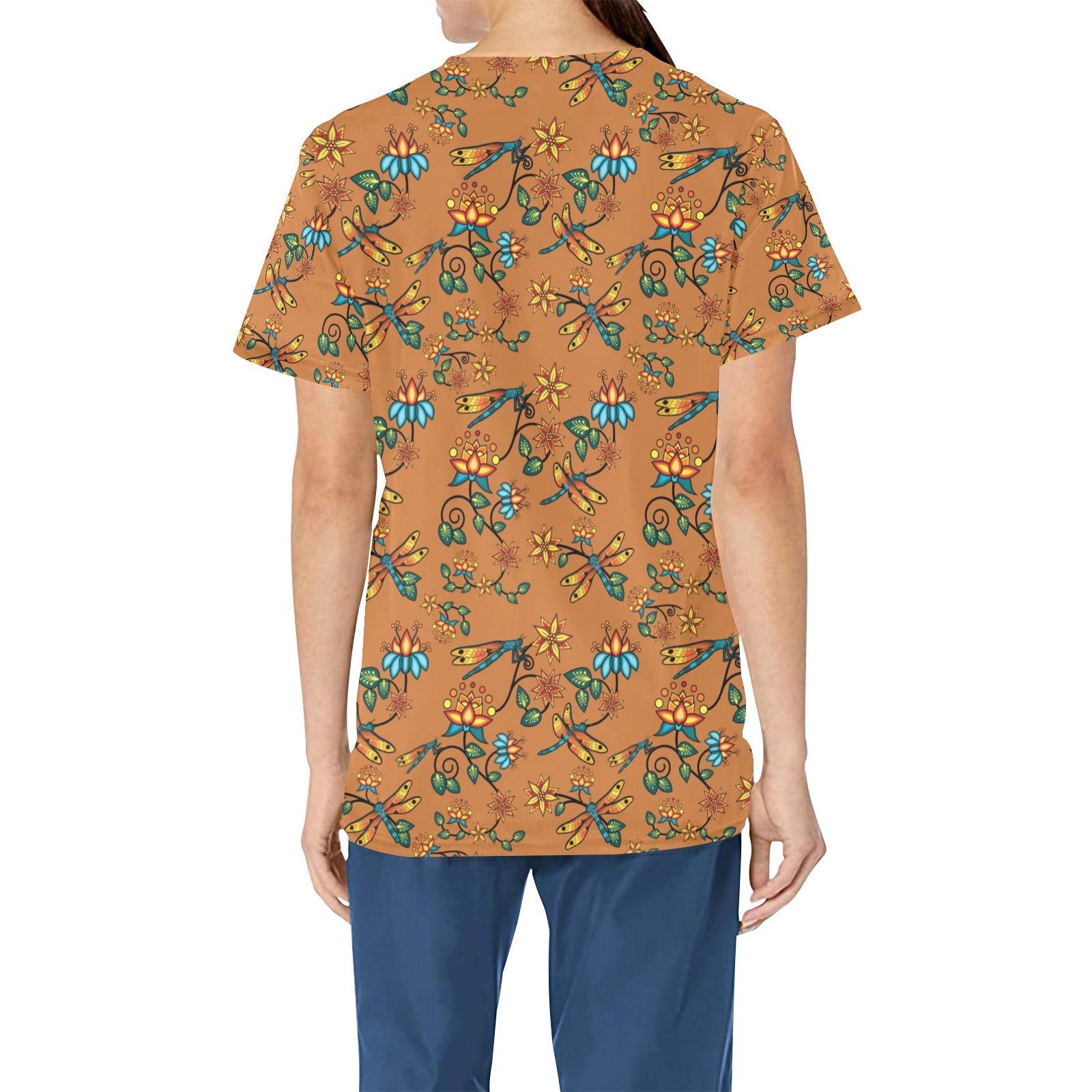 Dragon Lily Sierra All Over Print Scrub Top Scrub Top e-joyer